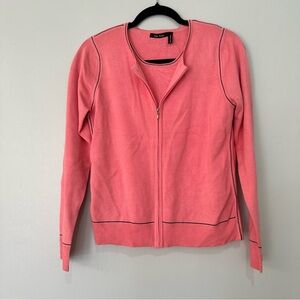 Vice Versa Women’s Two Piece Set Tank Zip Up Cardigan Size Large Cotton Coral